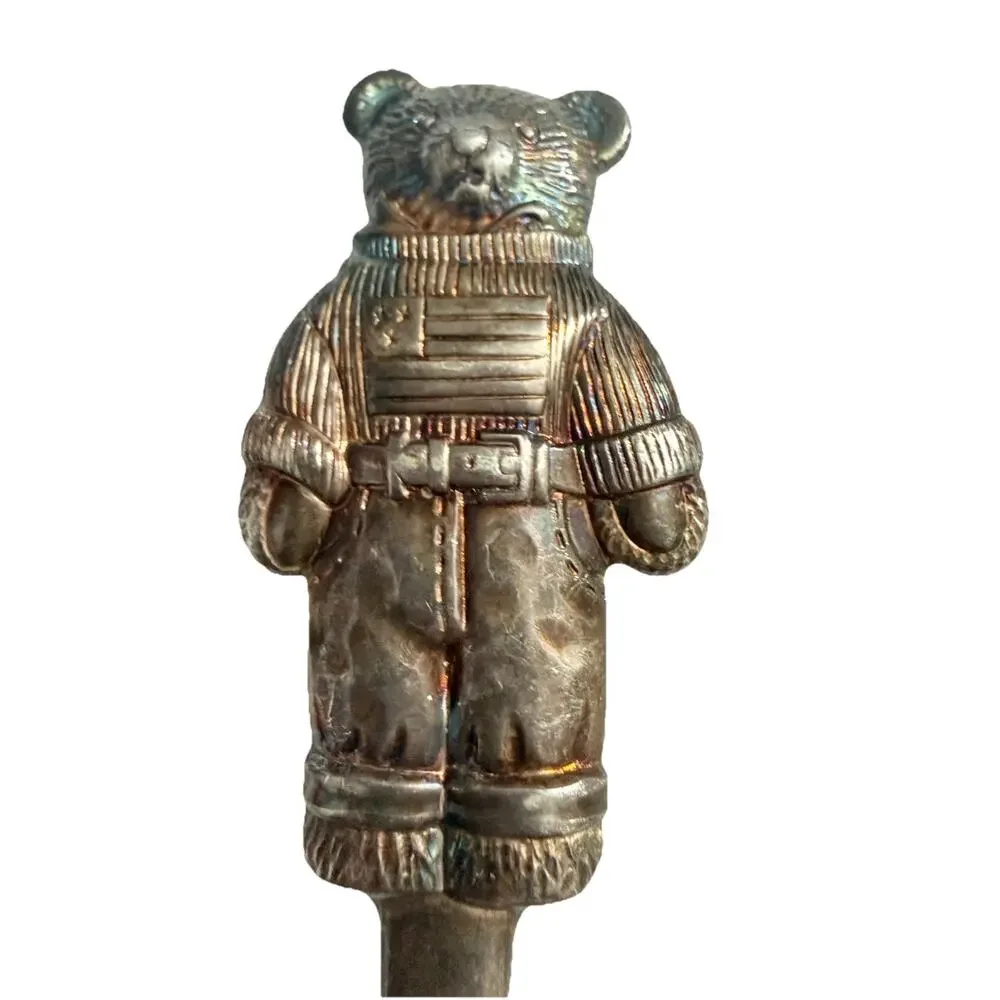 Vintage Ronnette Teddy Bear Astronaut Silverplate Spoon Collectible